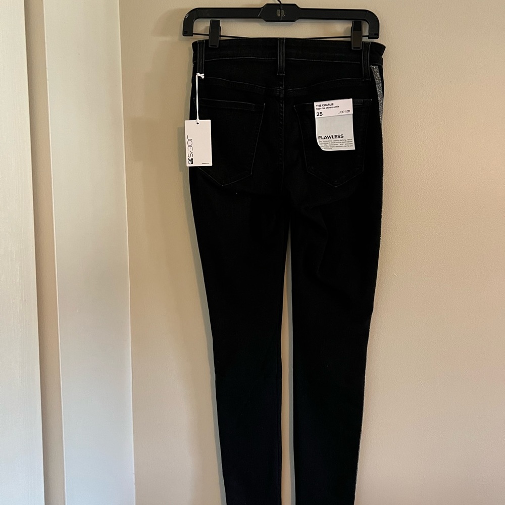 Joes Jeans Black with Metallic SilverSide Stripe Women's Size: 25 MSRP: $139 - Picture 2 of 7
